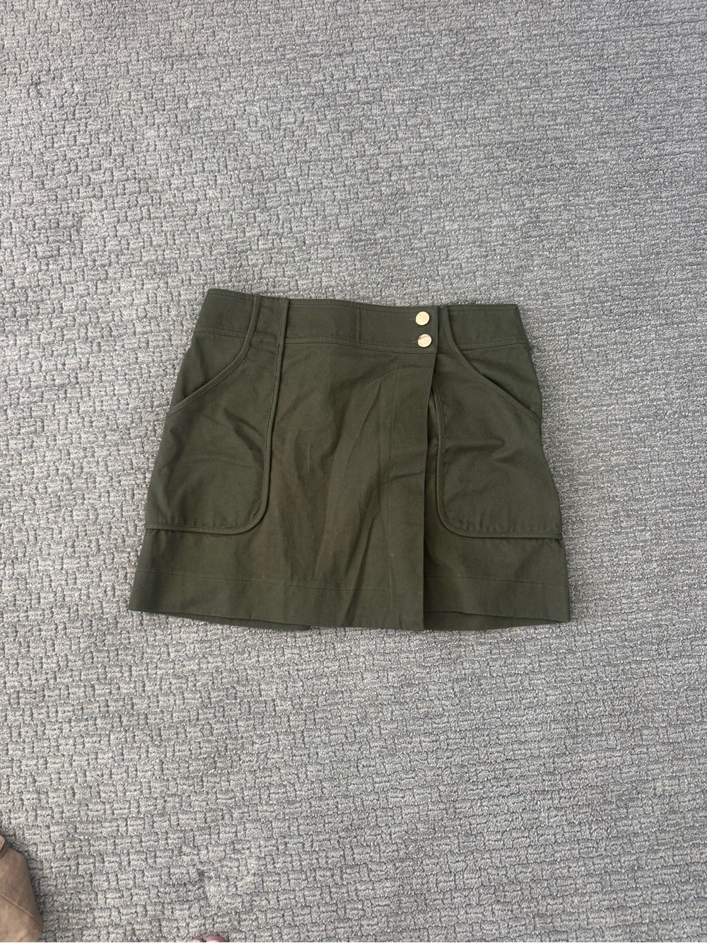 TALULAH Olive Green Utility Mini Skort with Button Detail